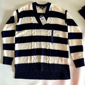 new blue and white wool sweater